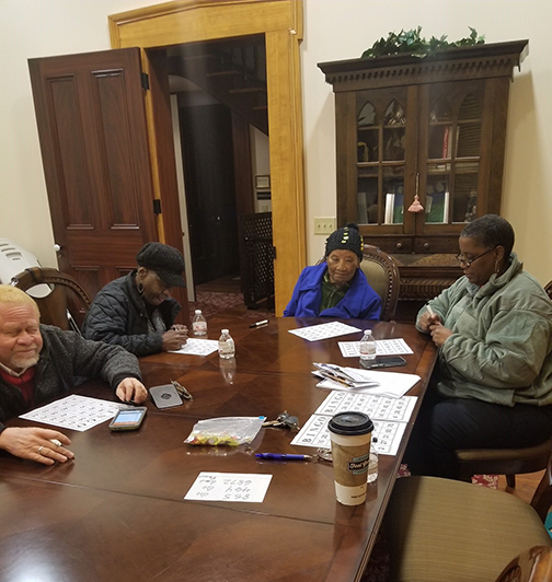 Members of the Montgomery Chapter play bingo together.